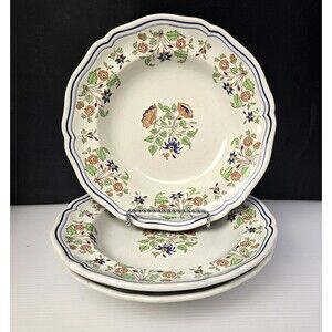 Longchamp Pottery Floris Pattern Plates Bowls 8.75" Set of 3 Made in France Vtg